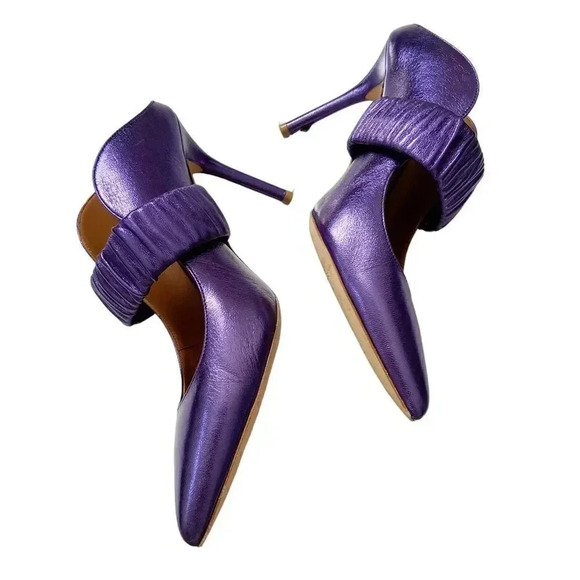 Malone Souliers Mira Metallic Leather Mule Pump Iris size 36 US6 - Picture 7 of 9